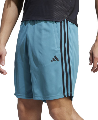 Shop Adidas Originals Men's Train Essentials Classic-fit Aeroready 3-stripes 10" Training Shorts In Court Green,wht