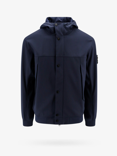 Shop Stone Island Man Jacket Man Blue Jackets