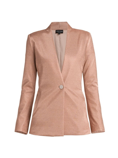 Shop Giorgio Armani Women's Metallic Bonded Jersey Blazer In Pink Gold