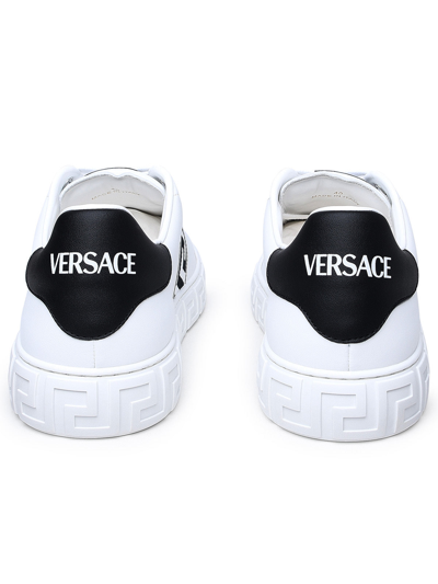Shop Versace Man White Leather Sneakers