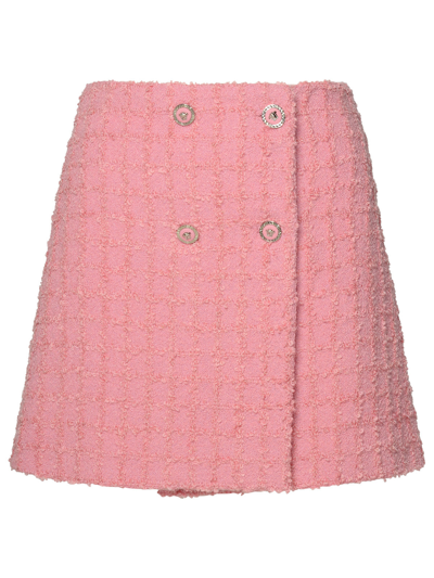 Shop Versace Pink Virgin Wool Blend Skirt Woman