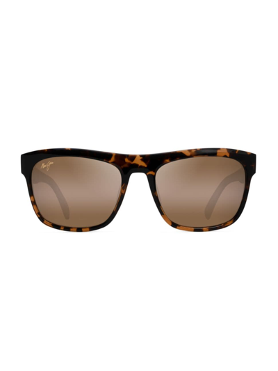 Shop Maui Jim Men's S-turns 56mm Square Sunglasses In Brown Bronze