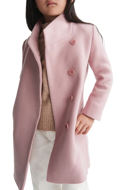 Shop Reiss Kids' Mia Wool Blend Trench Coat In Pink