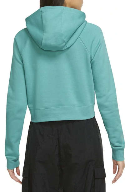 Shop Nike Sportswear Essential Crop Hoodie In Washed Teal/ White