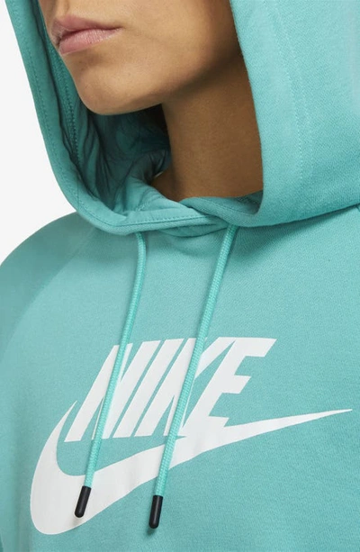 Shop Nike Sportswear Essential Crop Hoodie In Washed Teal/ White