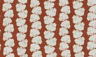 Treasure & Bond Print Linen Blend Camp Shirt In Rust- Ivory Azorical Leaf