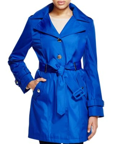 Calvin Klein Hooded Belted Trench Coat In Royal Blue