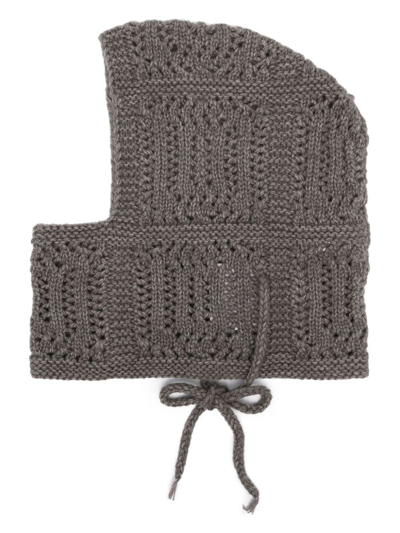 Shop Lemaire Grey Crochet-knit Balaclava