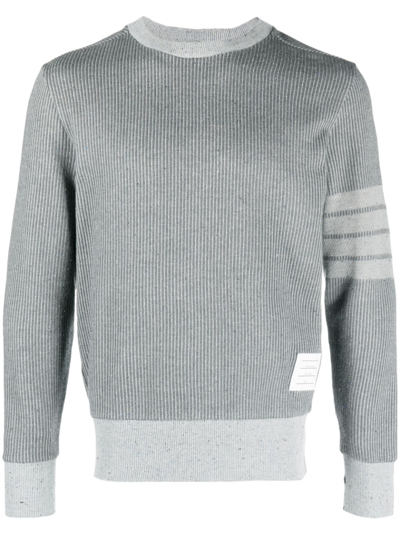 Thom Browne Donegal Pullover Aus Einer Gerippten Baumwoll-seidenmischung In Grey