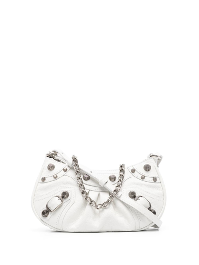 Shop Balenciaga White Le Cagole Leather Mini Bag