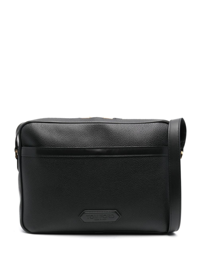 Shop Tom Ford Black Logo-appliqué Leather Briefcase