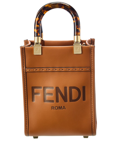 Shop Fendi Sunshine Mini Leather Tote