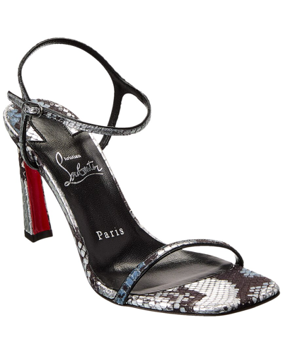 Shop Christian Louboutin Condora 85 Python-embossed Leather Sandal In Grey