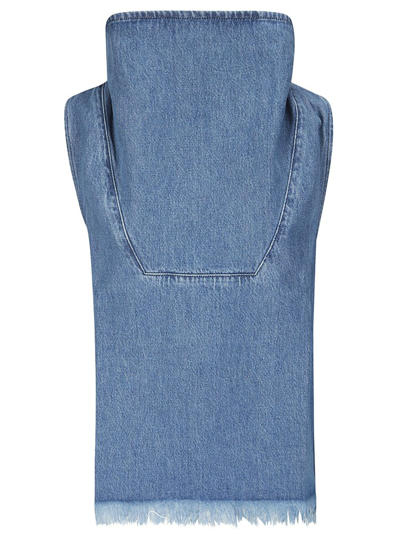 Shop Marques' Almeida Marques'almeida Cowl Neck Frayed Hem Sleeveless Vest In Blue