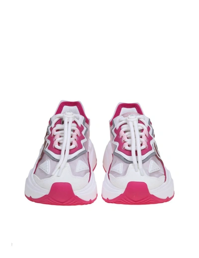 Shop Dolce & Gabbana Nylon And Suede Sneakers In White/pink