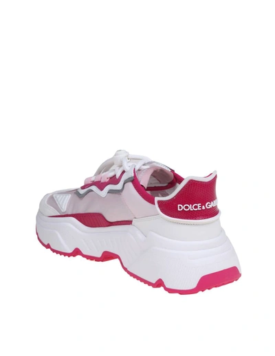 Shop Dolce & Gabbana Nylon And Suede Sneakers In White/pink
