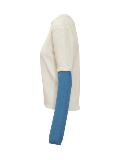 Shop Jw Anderson J.w. Anderson Contrsto Sleeve Sweater. In White