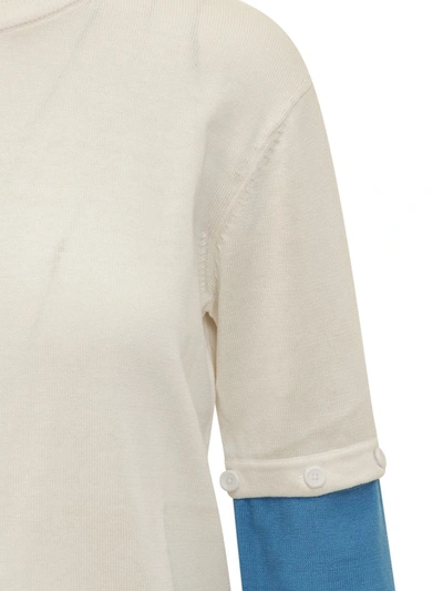 Shop Jw Anderson J.w. Anderson Contrsto Sleeve Sweater. In White