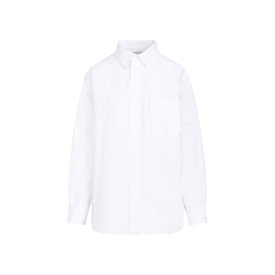 Shop Bottega Veneta Long Sleeved Buttoned Shirt In White
