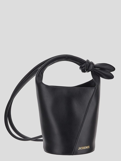 Shop Jacquemus Mini Knotted Bucket Bag In Black