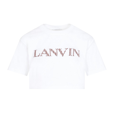 Shop Lanvin Logo Embroidered Cropped T In White
