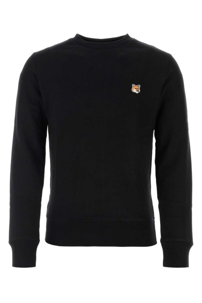 Shop Maison Kitsuné Fox Patch Crewneck Sweatshirt In Black