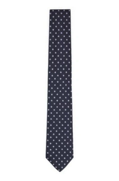 Shop Hugo Boss Silk-jacquard Tie With Micro Pattern In Dark Blue