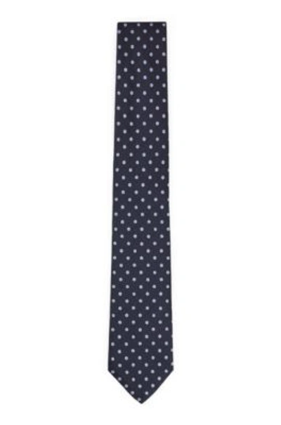 Hugo Boss Silk-jacquard Tie With Micro Pattern In Dark Blue