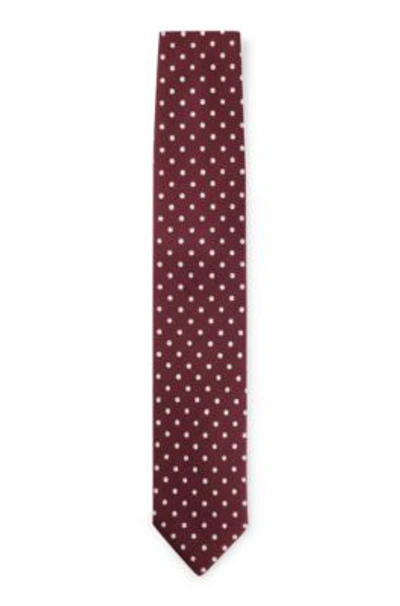 Shop Hugo Boss Silk-jacquard Tie With Micro Pattern In Dark Red