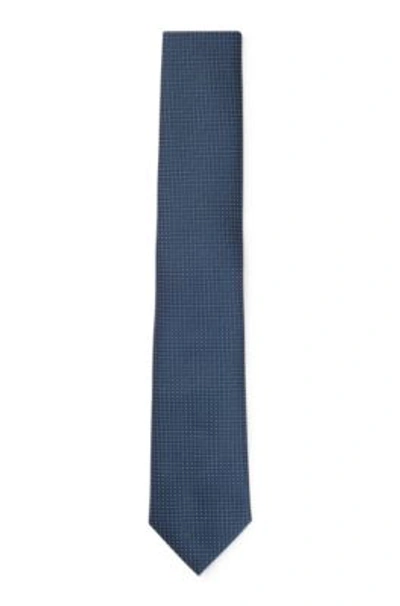 Shop Hugo Boss Tie In Silk-jacquard With Micro Pattern In Dark Blue