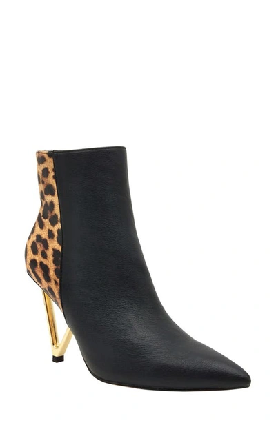 Shop Ninety Union Gia Triangle Heel Bootie In Black Leopard