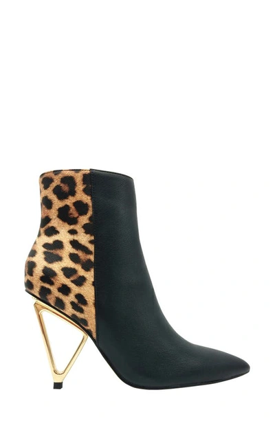 Ninety Union Women's Short Booties On A Architectural Heel In Black Leopard