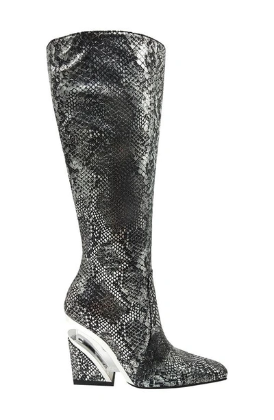 Ninety Union Viva Snake-embossed Knee High Boot In Black Snake