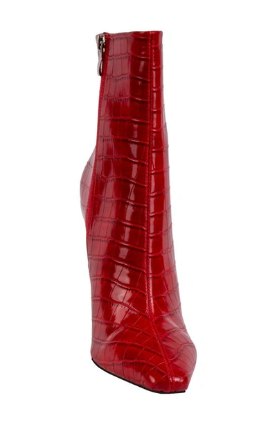 Ninety Union Women's Via Short Pointed Toe Croco Booties In Red