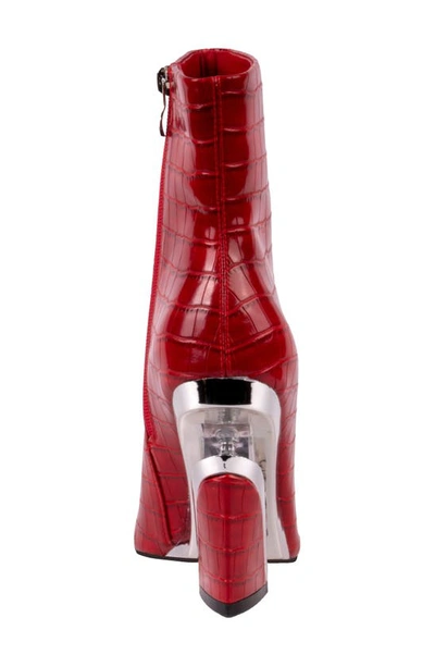 Ninety Union Women's Via Short Pointed Toe Croco Booties In Red