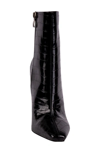 Ninety Union Via Croc Embossed Block Heel Bootie In Black