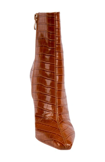 Ninety Union Women's Via Short Pointed Toe Croco Booties In Cognac