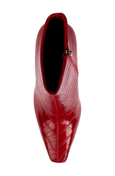 Ninety Union Women's Via Short Pointed Toe Croco Booties In Red