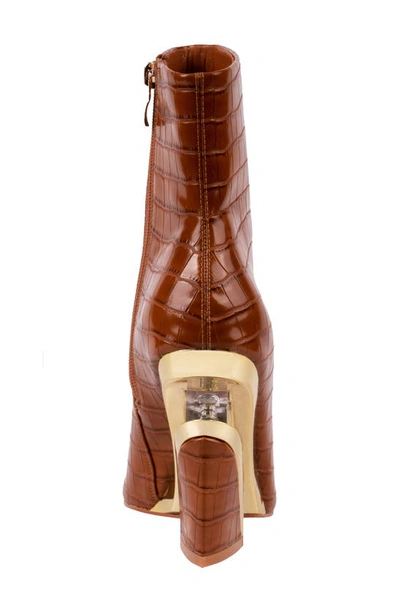 Ninety Union Women's Via Short Pointed Toe Croco Booties In Cognac