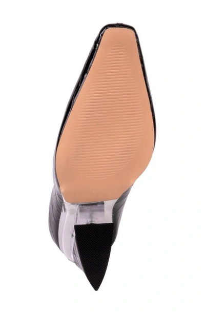 Ninety Union Via Croc Embossed Block Heel Bootie In Black