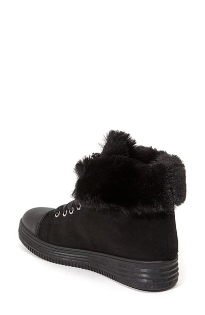 Ninety Union Women's Faux Fur Trim High Top Sneakers In Black