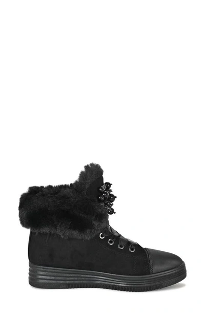 Ninety Union Women's Faux Fur Trim High Top Sneakers In Black