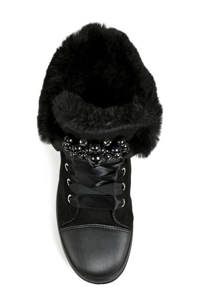 Ninety Union Women's Faux Fur Trim High Top Sneakers In Black
