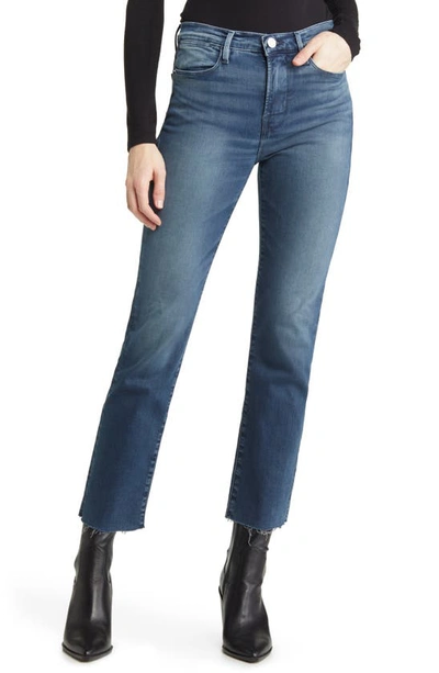 Shop Frame Le High Raw Hem Ankle Straight Leg Jeans In Quincy Grind