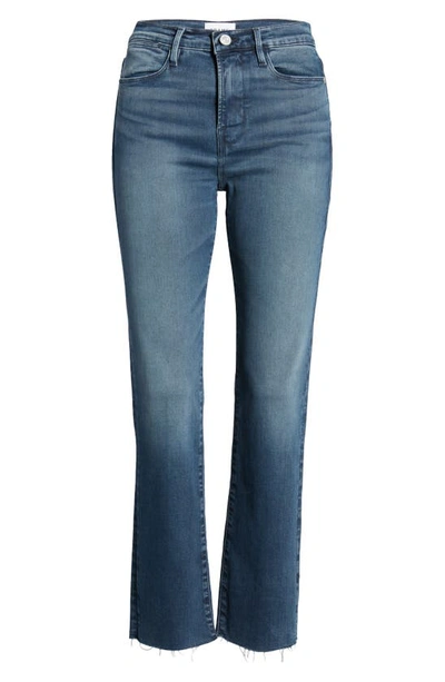 Shop Frame Le High Raw Hem Ankle Straight Leg Jeans In Quincy Grind