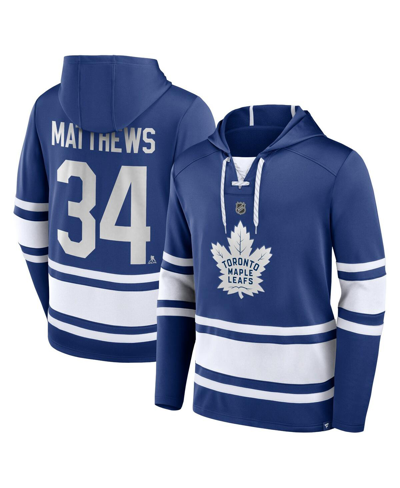Fanatics Branded Auston Matthews Blue Toronto Maple Leafs Name & Number Lace-up Pullover Hoodie In Blue