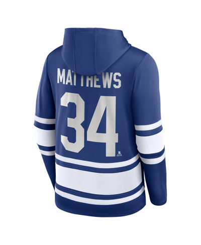 Fanatics Branded Auston Matthews Blue Toronto Maple Leafs Name & Number Lace-up Pullover Hoodie In Blue
