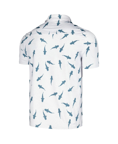 Shop Flomotion Men's  White The Players Shark Migration Polo Shirt