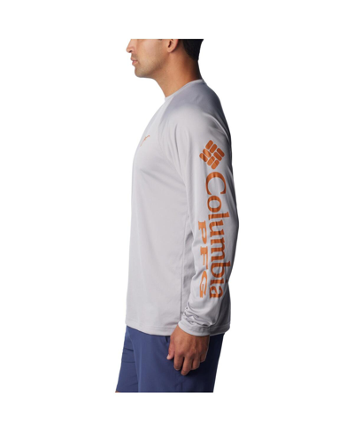 Shop Columbia Men's  Gray Texas Longhorns Terminal Tackle Omni-shade Raglan Long Sleeve T-shirt