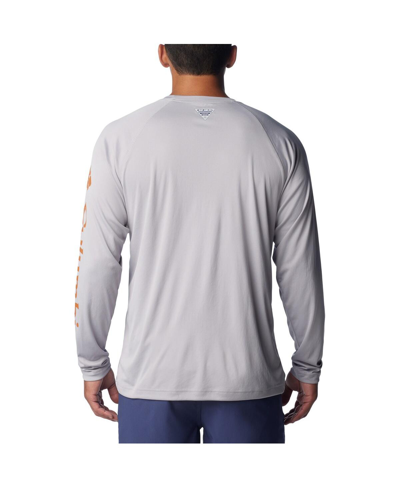 Shop Columbia Men's  Gray Texas Longhorns Terminal Tackle Omni-shade Raglan Long Sleeve T-shirt